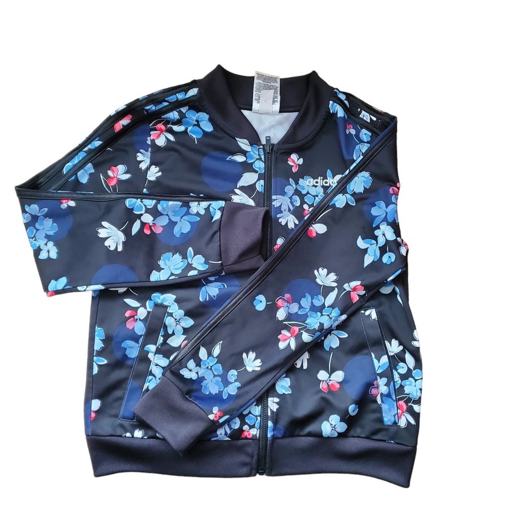 Girls Adidas Floral Jacket‎ Zip up. Size Large / 14 Gently worn.